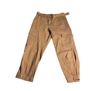 Banana Republic Utility Cargo Pants 6  Iced Latte High Rise Tapered Fit Cotton